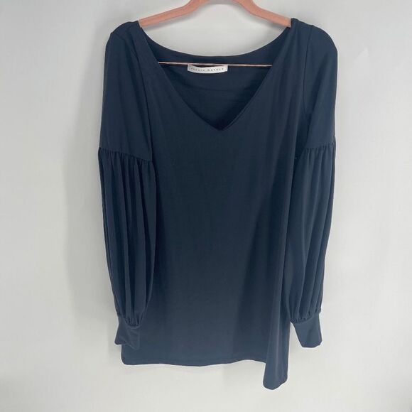 Susana Monaco Black Mini Shift Long Balloon Sleeve Dress Womens S - Picture 1 of 12